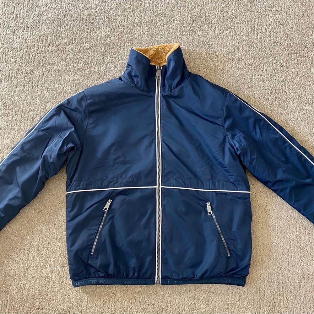 NWOT Hollister Reversible Jacket Blue/Brown Small